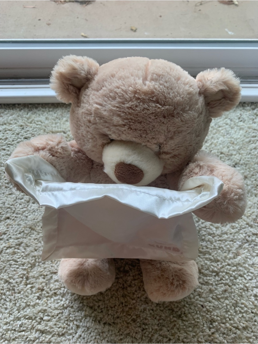 Gund Peekaboo Teddy Bear with Satin Blanket